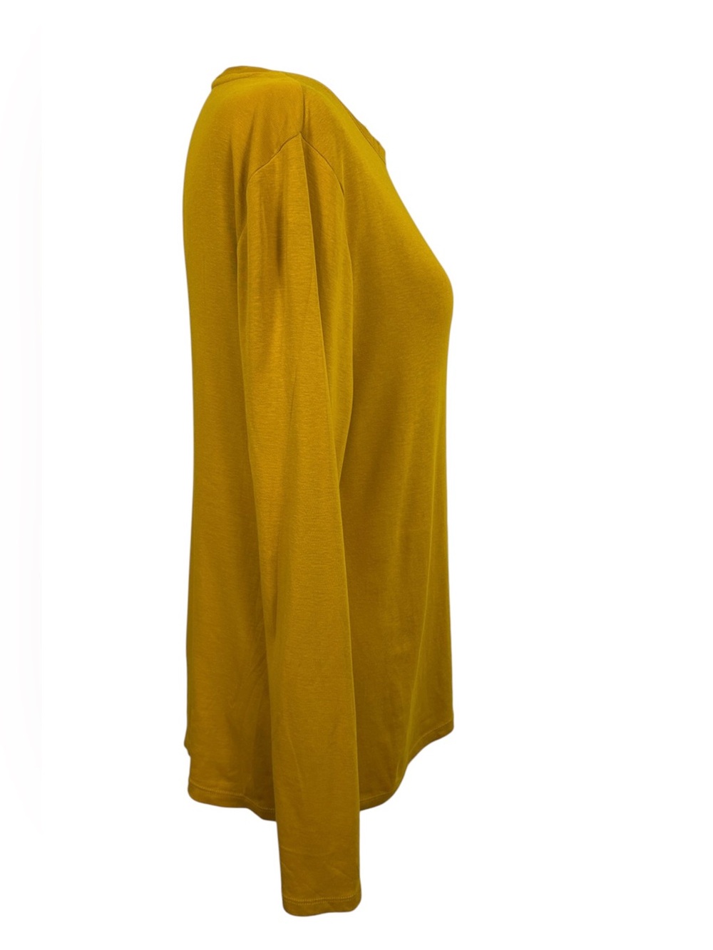 Talbots Pima Cotton Golden Mustard Yellow Long Sleeve Top Size L Casual Classic - Picture 3 of 11